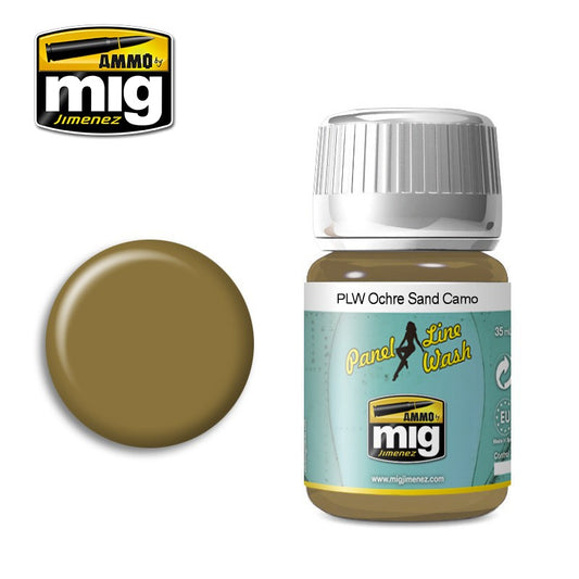 Ammo by MIG Ochre For Sand Camoflage Panel Line Wash For Model Kits MIG 1622