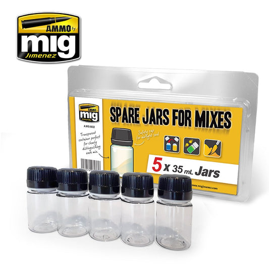 Ammo by MIG Spare Jar Set 5 X 35ml Jars For Model Kits MIG 8033