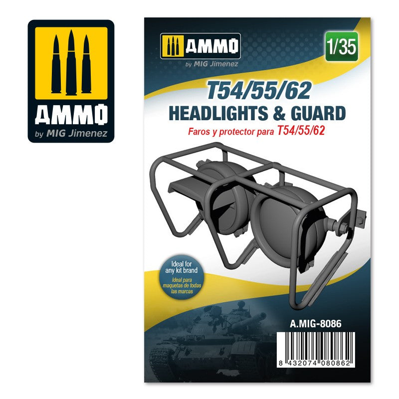Ammo by MIG T54/55/62 Headlights & Guard, Scale 1/35 For Model Kits MIG 8086