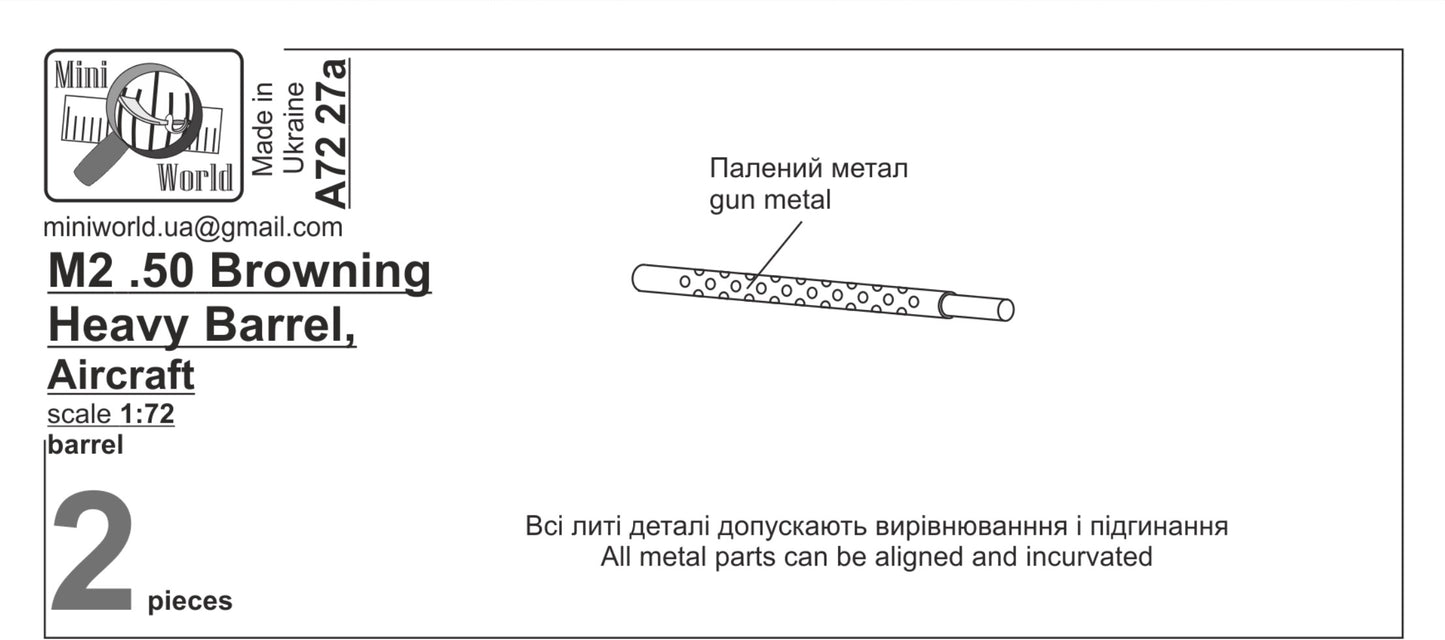 Mini World MINA7227A 1:72 Browning M2 cal.50 aircraft machine-gun barrels x 2