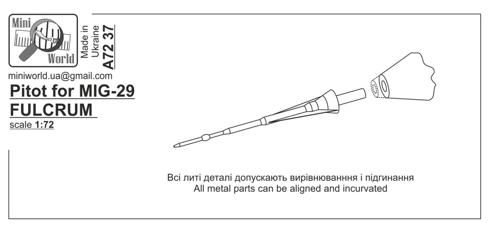 Mini World MINA7237 1:72 Pitot for Mikoyan MiG-29 Fulcrum