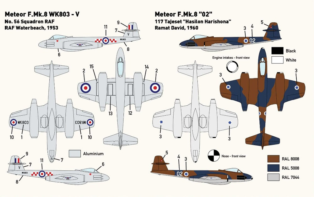 Miniwing MINI085 Gloster Meteor F.8 IAF & RAF Markings 1:144