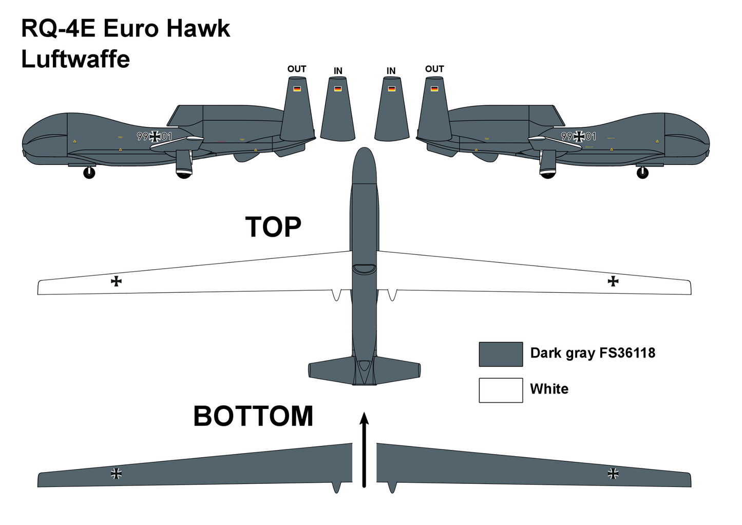 Miniwing-Plastic MINI310 1:144 Northrop-Grumman RQ-4B EUROHAWK Luftwaffe