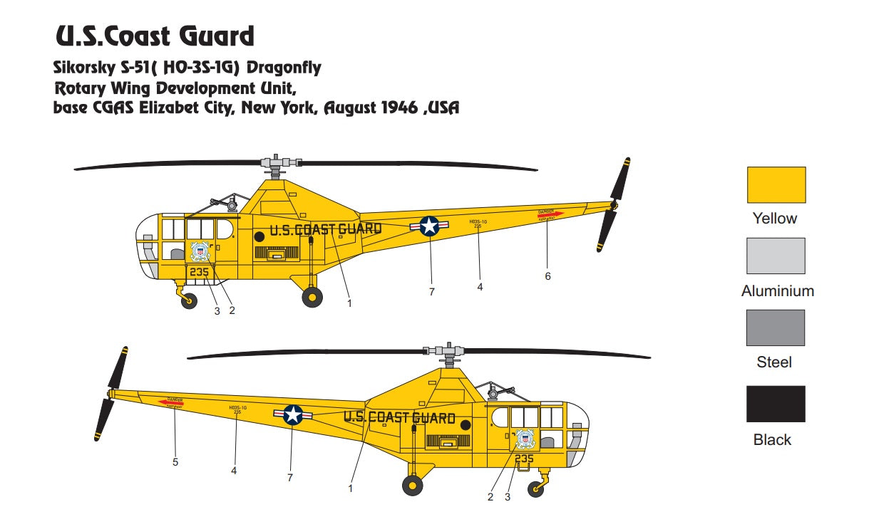 Miniwing-Plastic MINI337 Sikorsky HO-3S-1G USCG Dragonfly 1:144