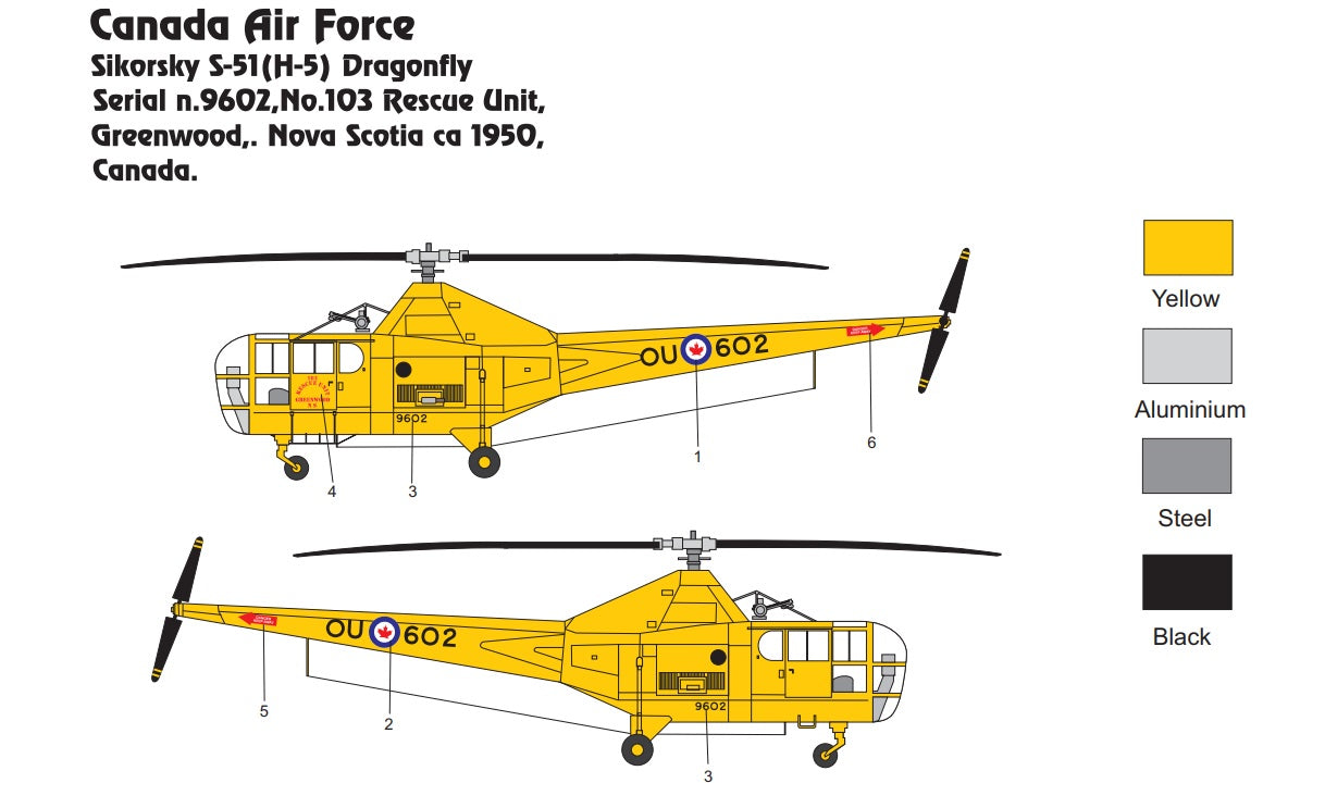 Miniwing-Plastic MINI339 Sikorsky H-5 RCAF Dragonfly 1:144