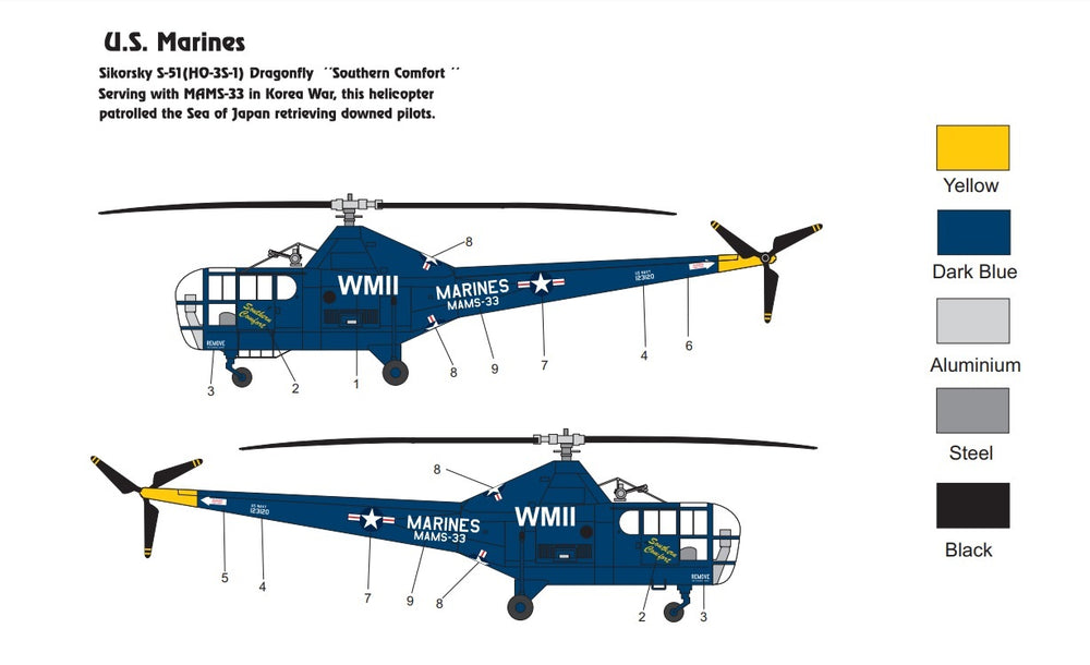 Miniwing-Plastic MINI340 Sikorsky HO-3S-1 USMC Dragonfly 1:144