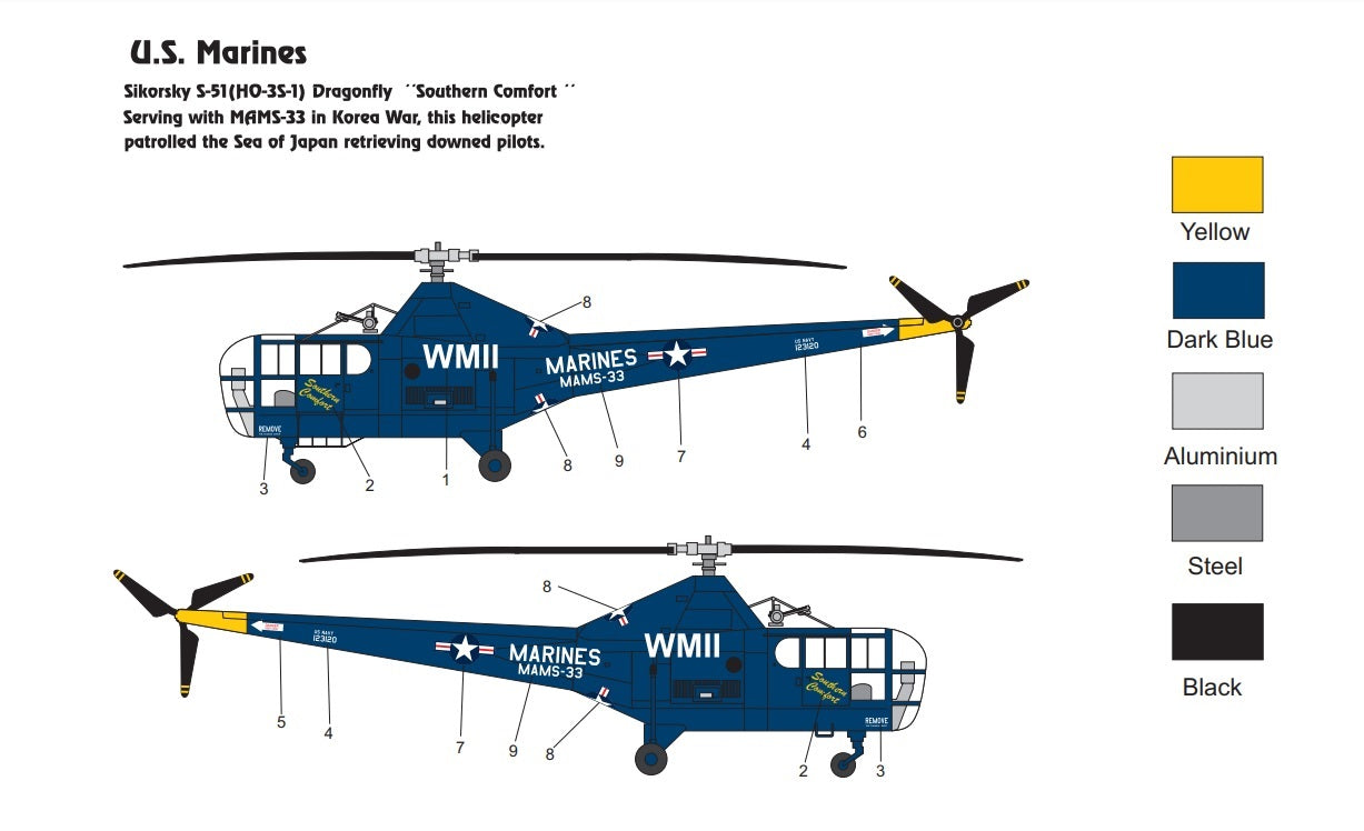 Miniwing-Plastic MINI340 Sikorsky HO-3S-1 USMC Dragonfly 1:144