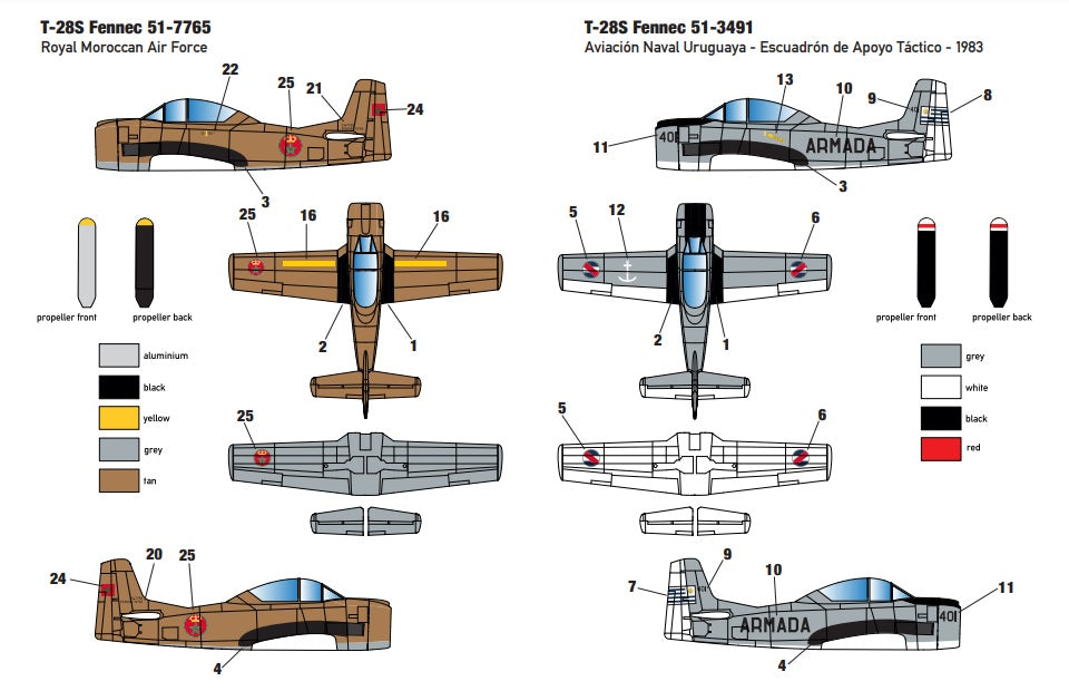 Miniwing-Plastic MINI345 Sud-Aviation T-28S Fennec Multi-Nat 1:144