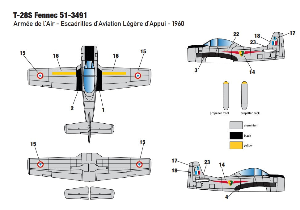 Miniwing-Plastic MINI345 Sud-Aviation T-28S Fennec Multi-Nat 1:144