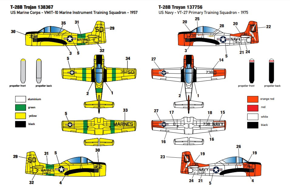 Miniwing-Plastic MINI346 T-28B Trojan USN/USMC (2 kits) 1:144