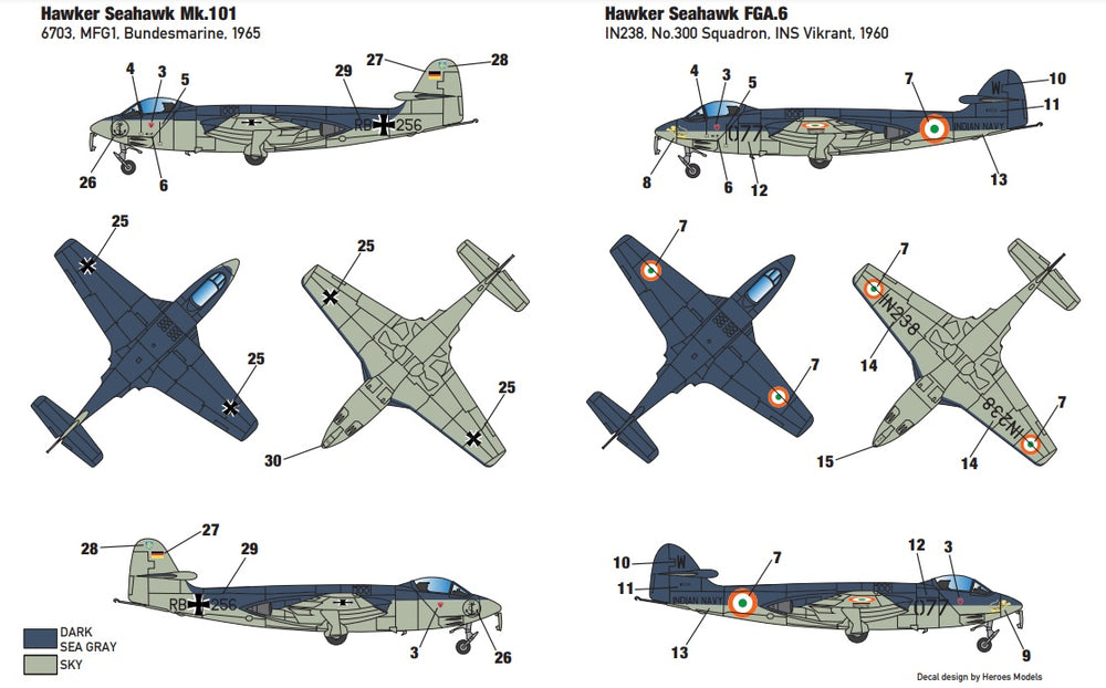 Miniwing-Plastic MINI348 Hawker Sea Hawk Mk.50/101 (2 kits) 1:144
