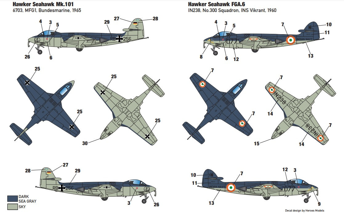Miniwing-Plastic MINI348 Hawker Sea Hawk Mk.50/101 (2 kits) 1:144