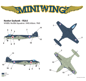 Miniwing-Plastic MINI349 Hawker Sea Hawk FGA.6 Royal Navy 1:144