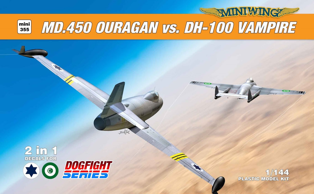 Miniwing-Plastic MINI355 Ouragan vs Vampire Dogfight Set 1:144