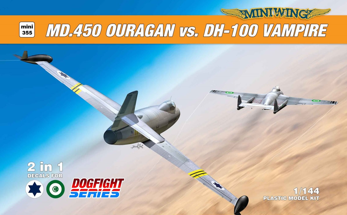 Miniwing-Plastic MINI355 Ouragan vs Vampire Dogfight Set 1:144