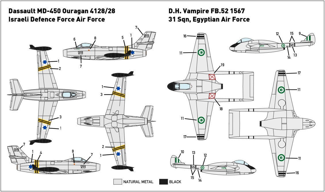 Miniwing-Plastic MINI355 Ouragan vs Vampire Dogfight Set 1:144