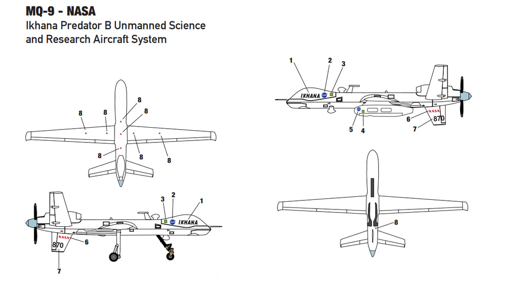 Miniwing-Plastic MINI356 1:144 MQ-9 NASA, bagged plastic kit with