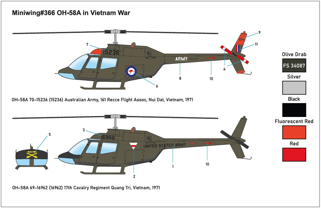 Miniwing-Plastic MINI366 Bell OH-58A Kiowa Vietnam War 1:144