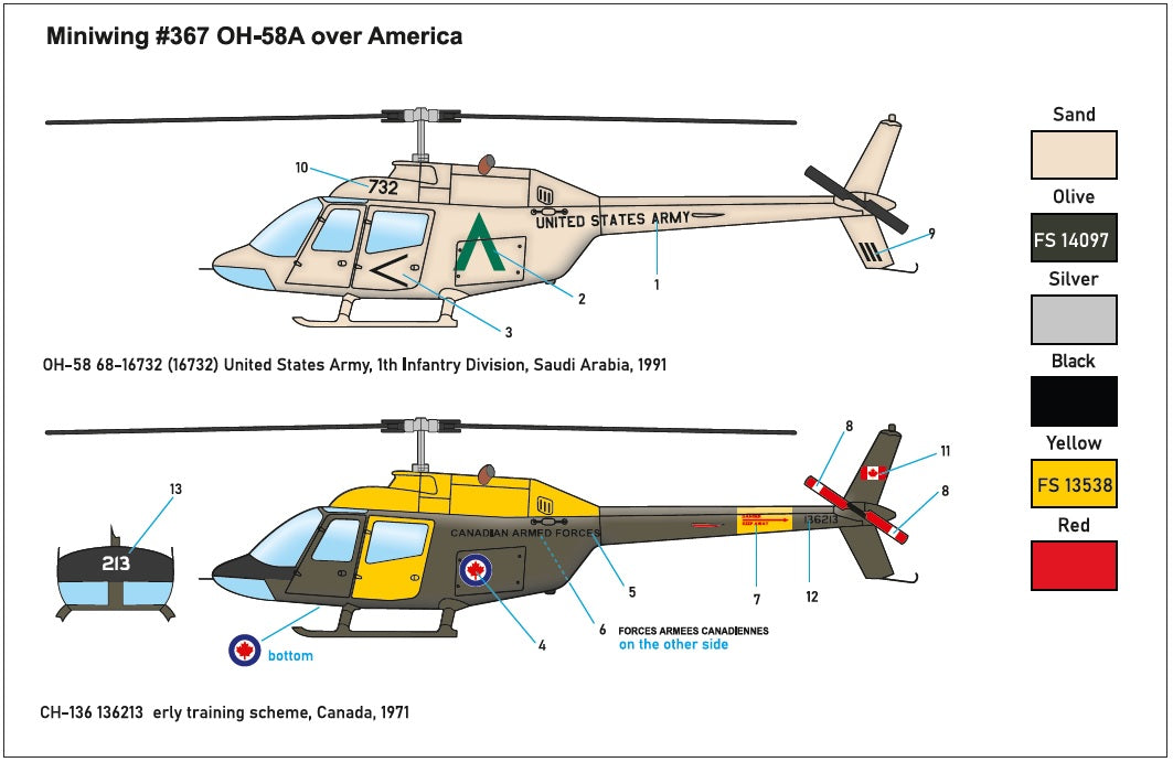 Miniwing-Plastic MINI367 Bell OH-58A Kiowa Over America 1:144