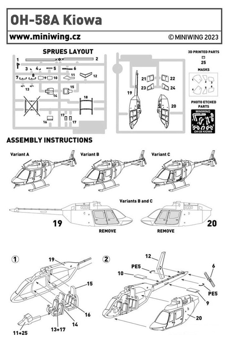 Miniwing-Plastic MINI369 Bell 206 Jet Ranger Civilian 1:144