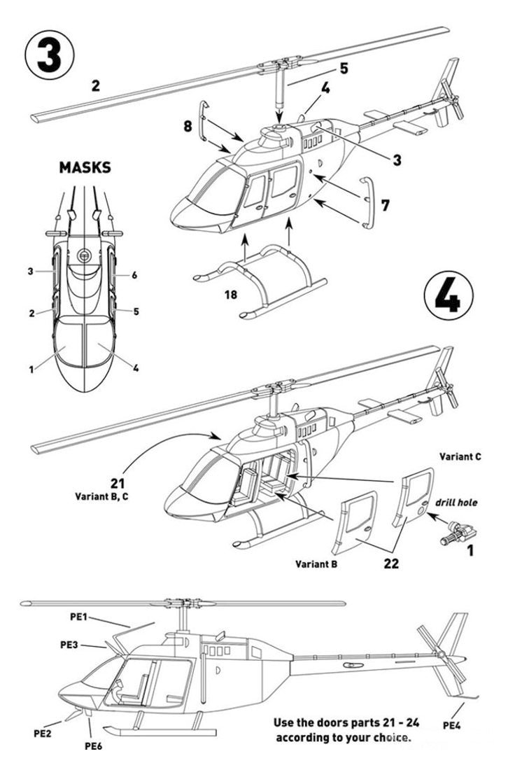 Miniwing-Plastic MINI369 Bell 206 Jet Ranger Civilian 1:144