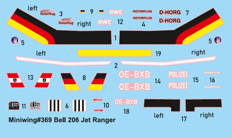 Miniwing-Plastic MINI369 Bell 206 Jet Ranger Civilian 1:144