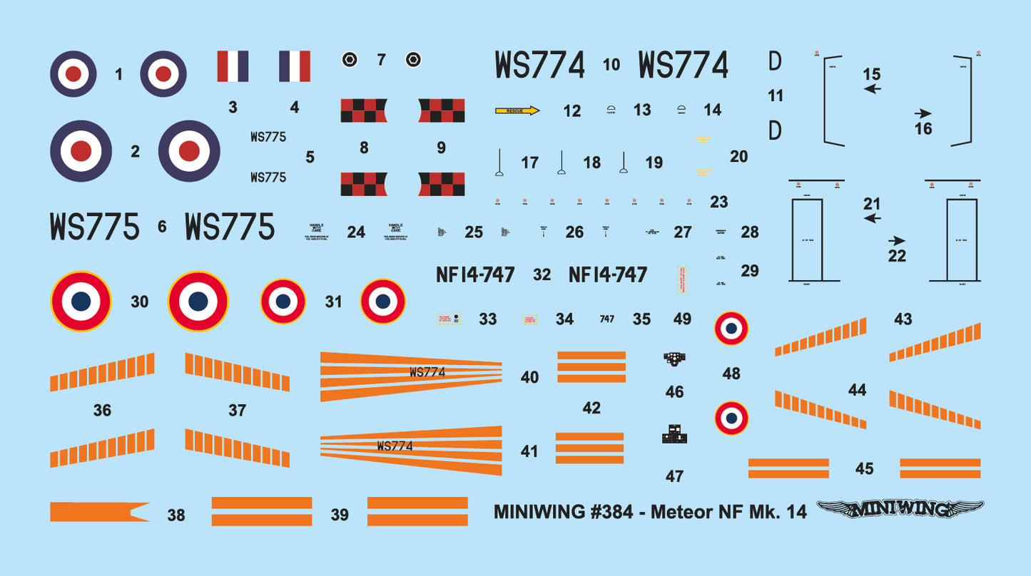 Miniwing MINI384 1:144 Meteor NF.14 RAF + Armee de l’Air