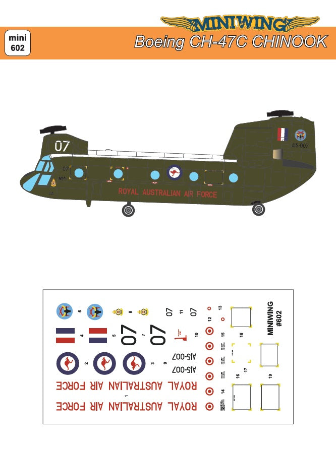 Miniwing MINI602 1:72 Boeing CH-47C CHINOOK / Australian Air Force