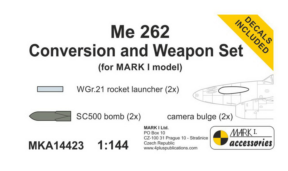 Mark I Models MKA14423 1:144 Messerschmitt Me-262A Conversion & Weapon Set