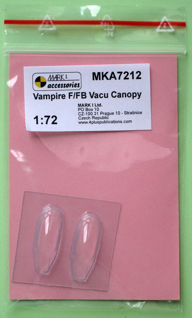 Mark I Models MKA7212 1:72 de Havilland Vampire FB.5 vacu canopy
