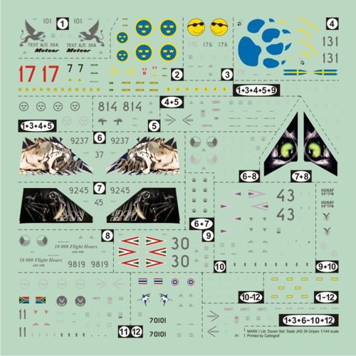 Mark I Guide MKD144012 1:144 Saab JAS-39 Gripen C & M + decals Swedish Air Force