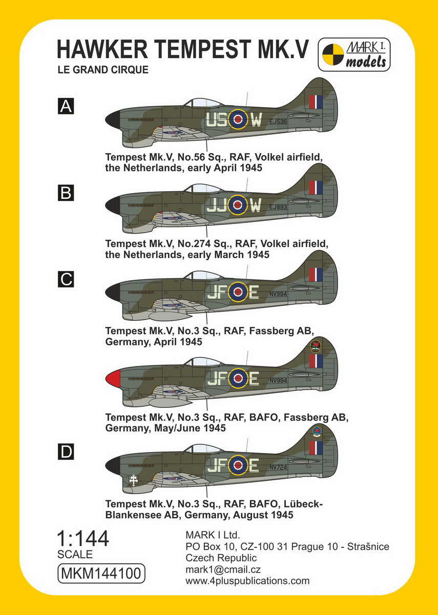 Mark I Models MKM144100 1:144 Hawker Tempest Mk.V 'Le grand cirque'