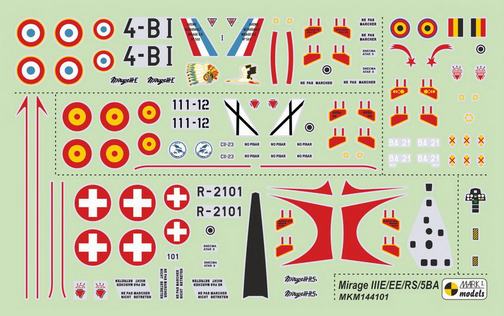 Mark I Models MKM144101 1:144 Dassault_Mirage IIIE/EE/RS/5BA 'In Europe'
