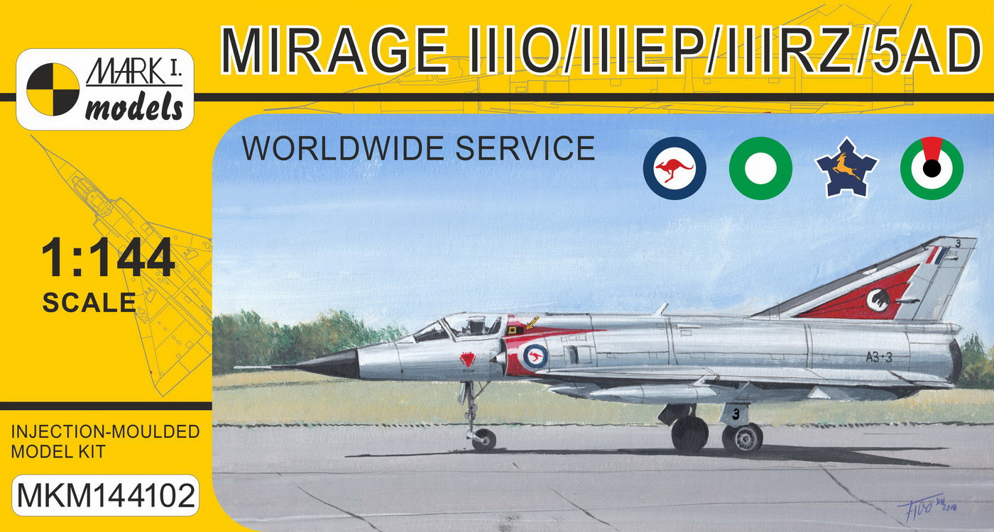 Mark I Models MKM144102 1:144 Dassault_Mirage IIIO/EP/RZ/5AD 'Worldwide Service'