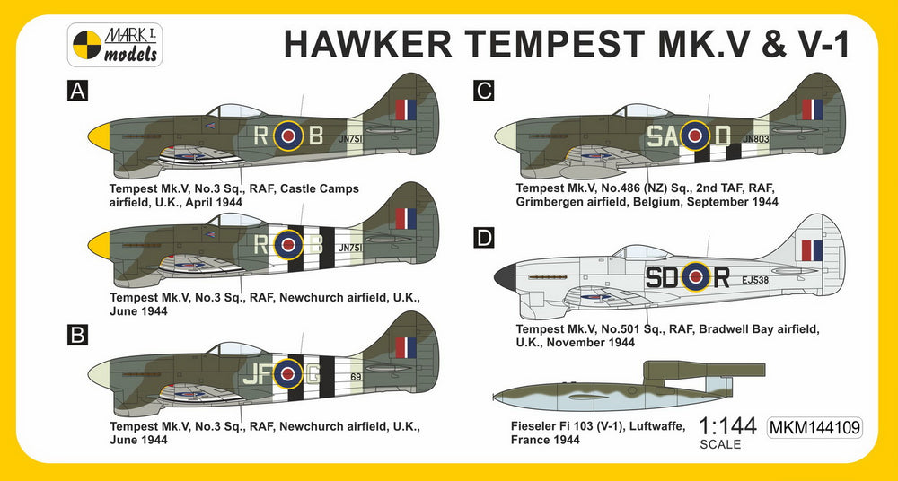 Mark I Models MKM144109 1:144 Hawker Tempest Mk.V series 1/2 'Doodlebug Chaser'