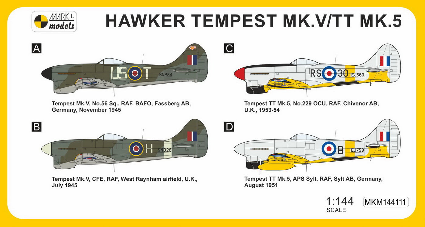 Mark I Models MKM144111 1:144 Hawker Tempest Mk.V/TT.5 'In final roles'