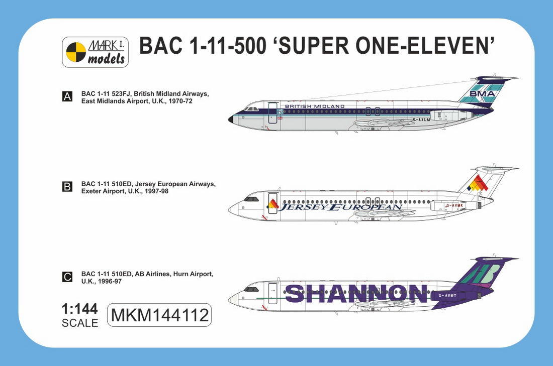 Mark I Models MKM144112 BAC 1-11-500 British Midland/Jersey 1:144