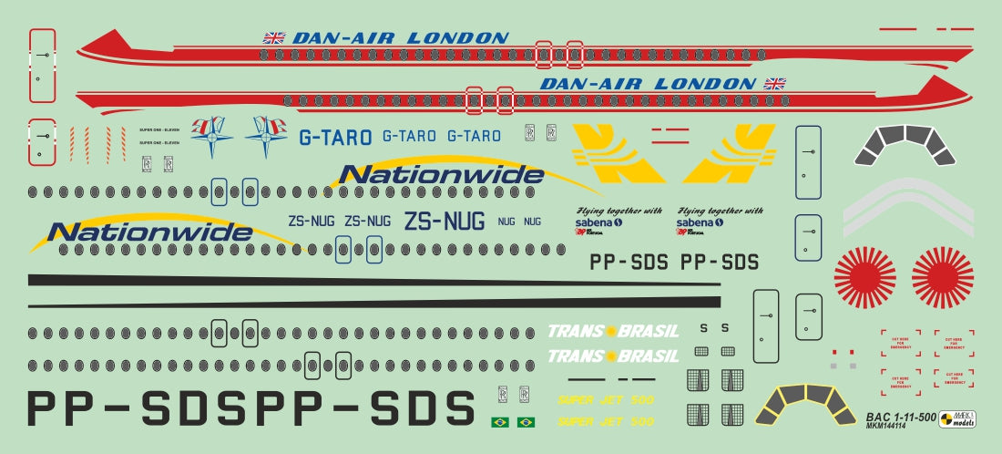 Mark I Models MKM144114 BAC 1-11-500 Dan-Air/Nationwide 1:144