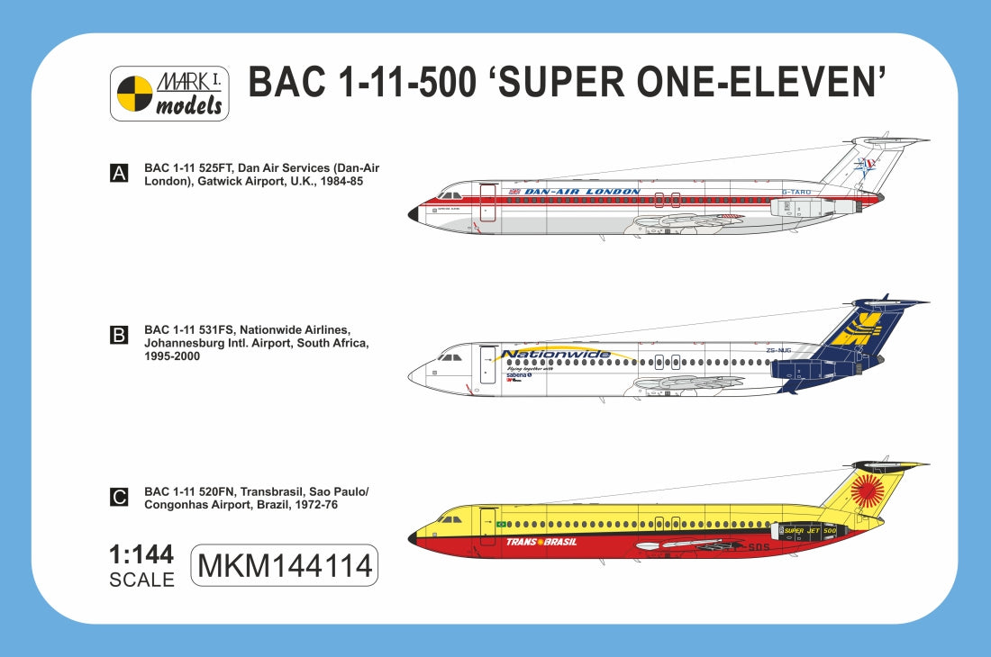 Mark I Models MKM144114 BAC 1-11-500 Dan-Air/Nationwide 1:144