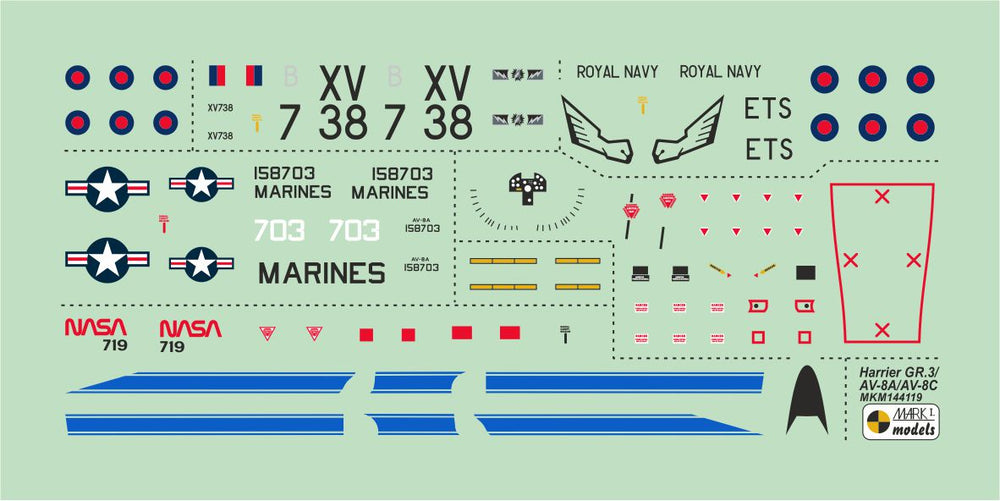 Mark I Models MKM144119 Harrier GR.3/AV-8A/C Special Marks 1:144