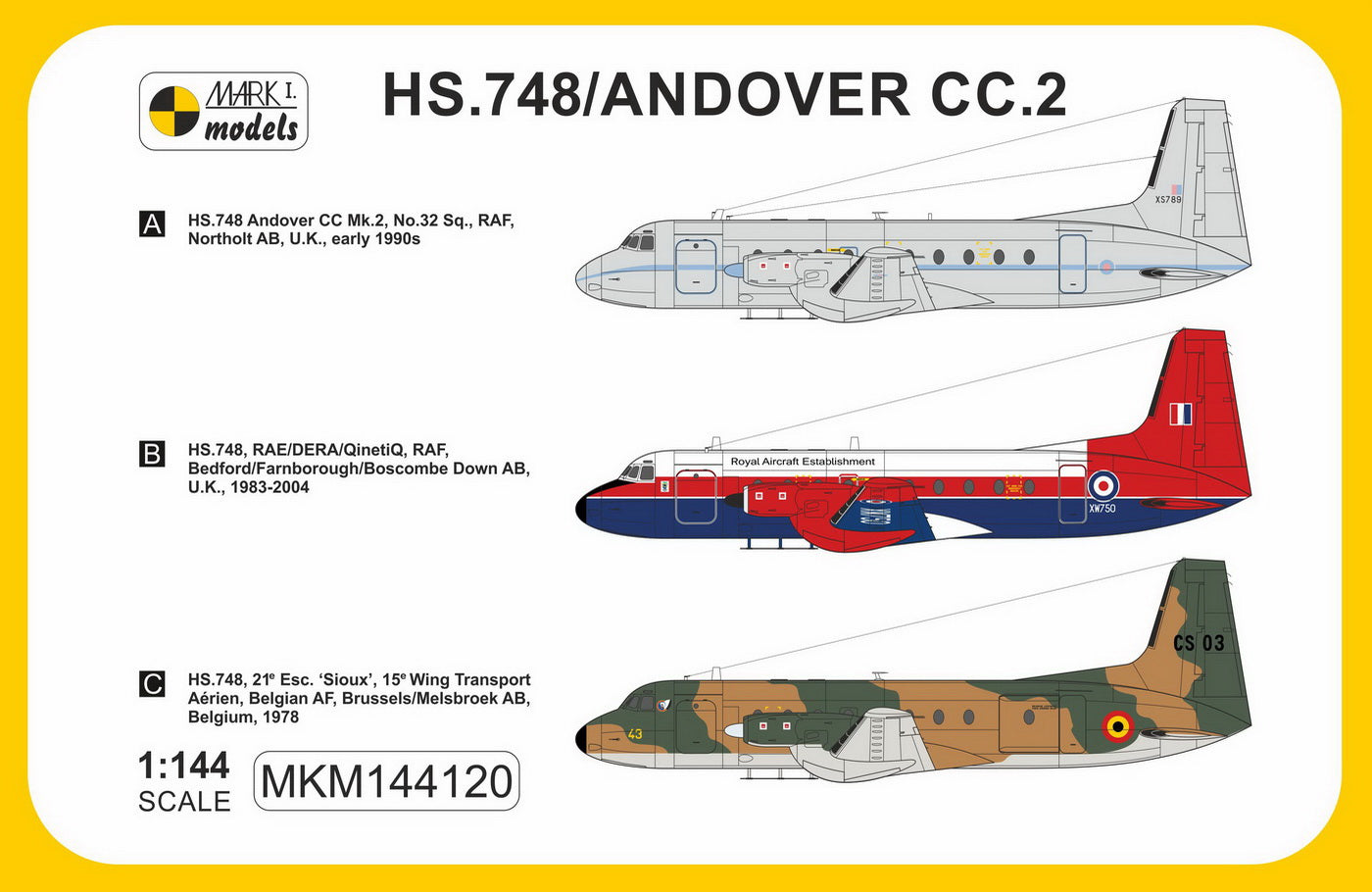 Mark I Models MKM144120 1:144 Hawker-Siddeley HS.748 Andover Military 'Europe'