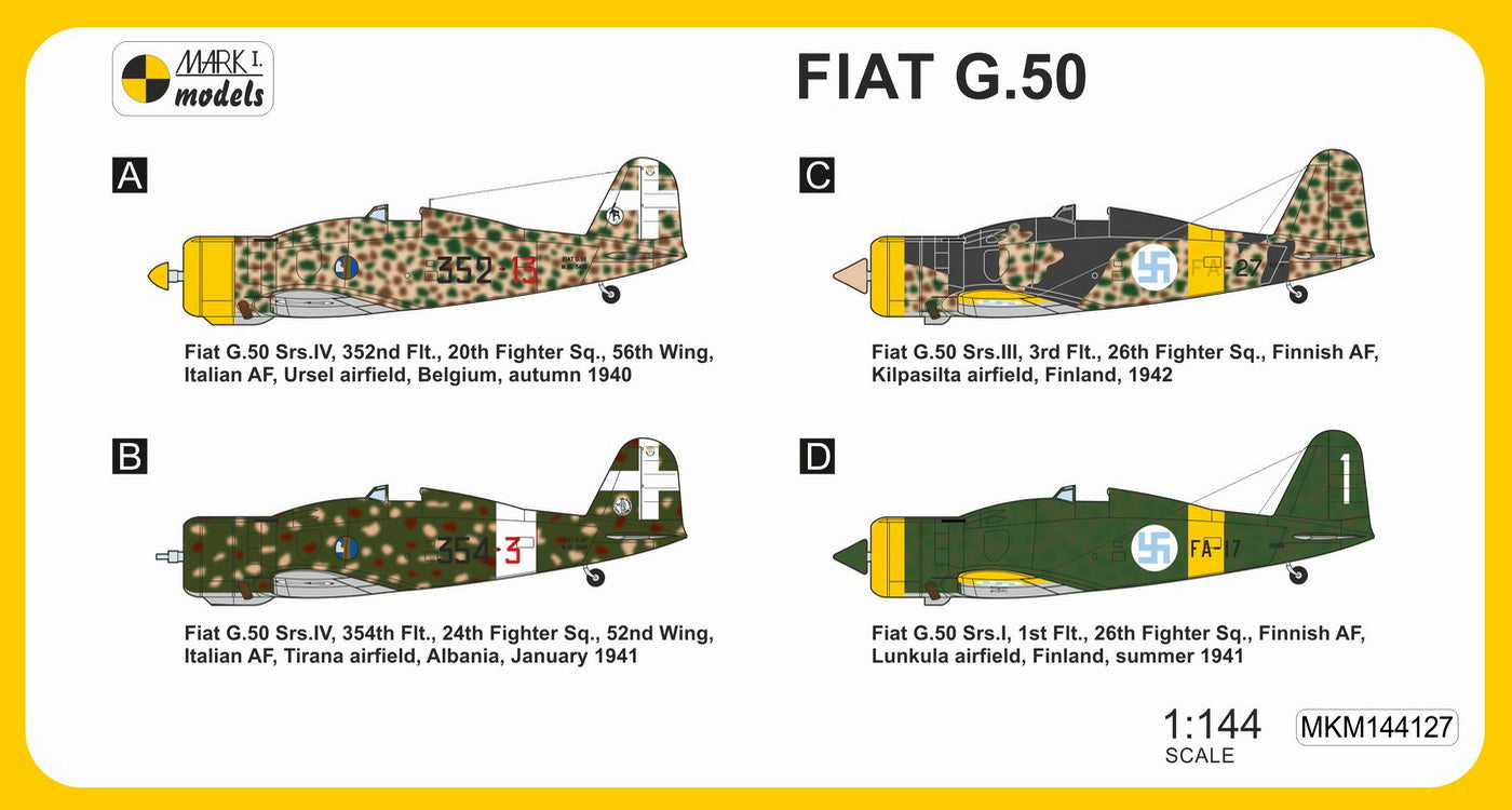 Mark I Models MKM144127 1:144 Fiat G.50 'Initial Series'