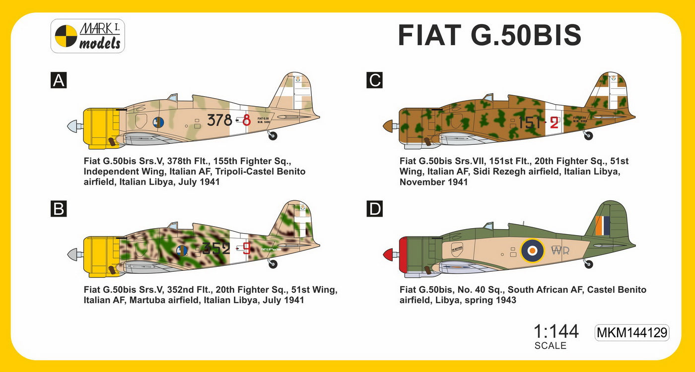 Mark I Models MKM144129 1:144 Fiat G.50 'In Africa'