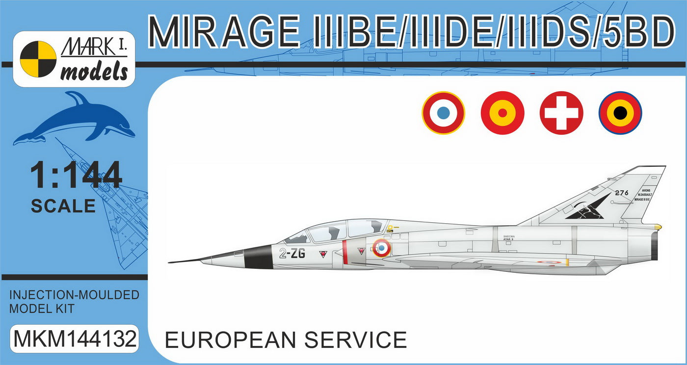 Mark I Models MKM144132 Mirage IIIBE/DE/DS/5BD European 1:144