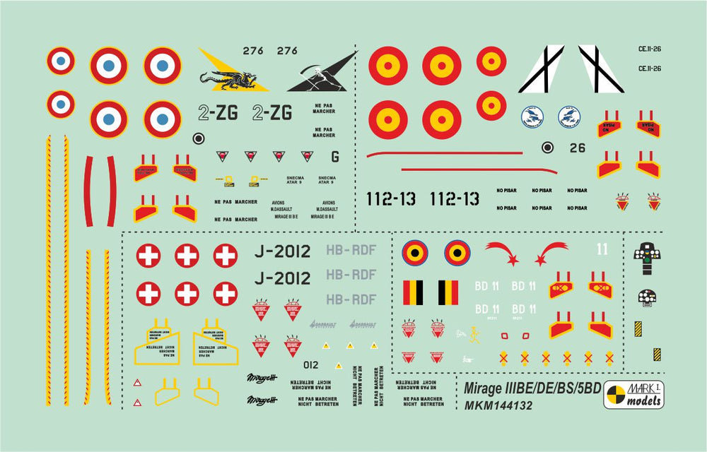 Mark I Models MKM144132 Mirage IIIBE/DE/DS/5BD European 1:144