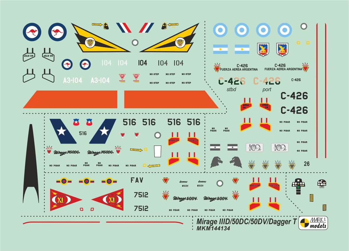 Mark I Models MKM144134 Mirage IIID/Dagger B S. America 1:144