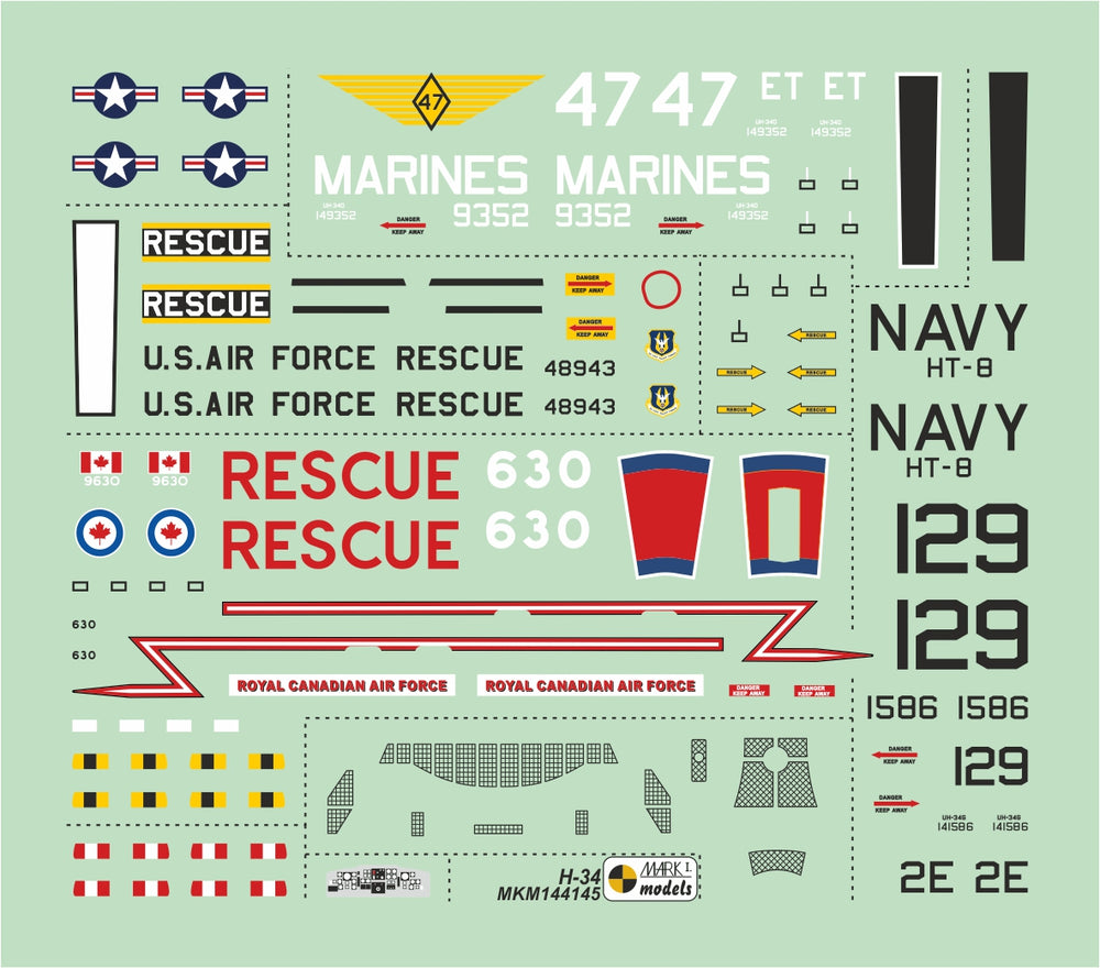 Mark I Models MKM144145 1:144 Sikorsky H-34 'US & Canadian Service' 1 kit.
