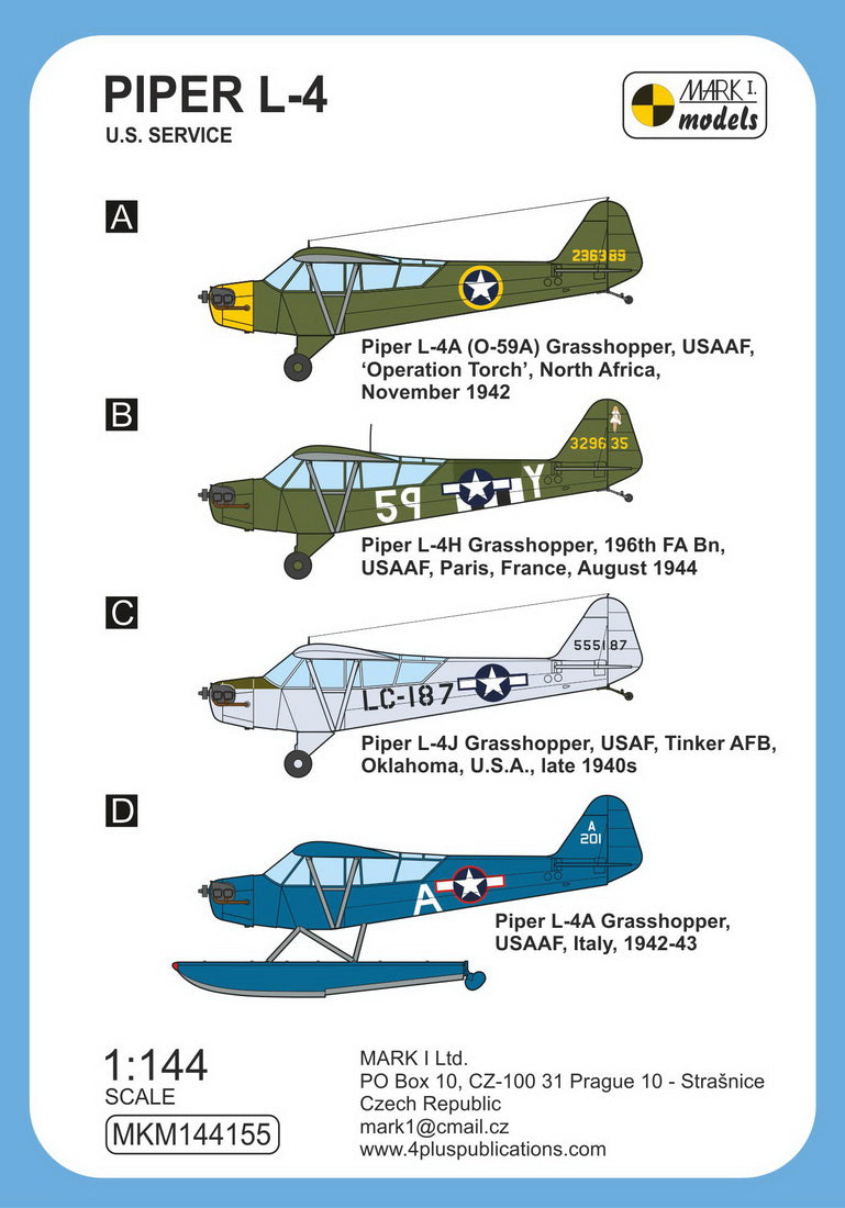 Mark I Models MKM144155 1:144 Piper L-4 'US Service'