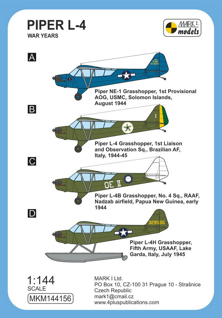 Mark I Models MKM144156 1:144 Piper L-4 'War Years'