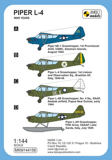 Mark I Models MKM144156 1:144 Piper L-4 'War Years'